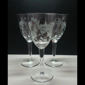 Etched Rose Cordial Liqueur Cocktail Glasses
